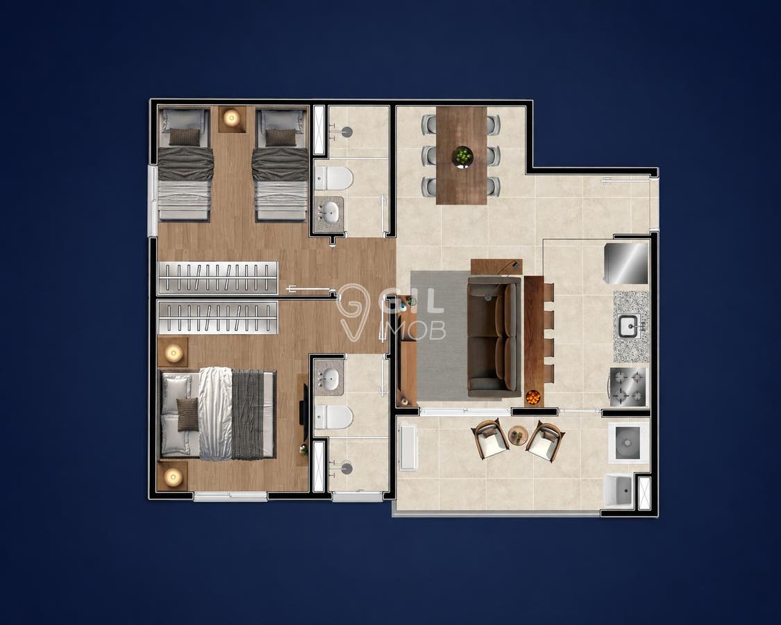 Apartamento, 2 quartos, 55 m² - Foto 1
