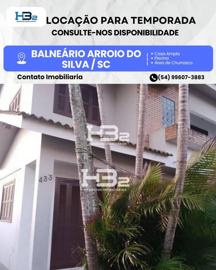 Casa com 3 quartos - Balneário Arroio do Silva - Casa em Centro, Balneário Arroio do Silva - para locação e para temporada - HB2 NEGOCIOS IMOBILIARIOS LTDA