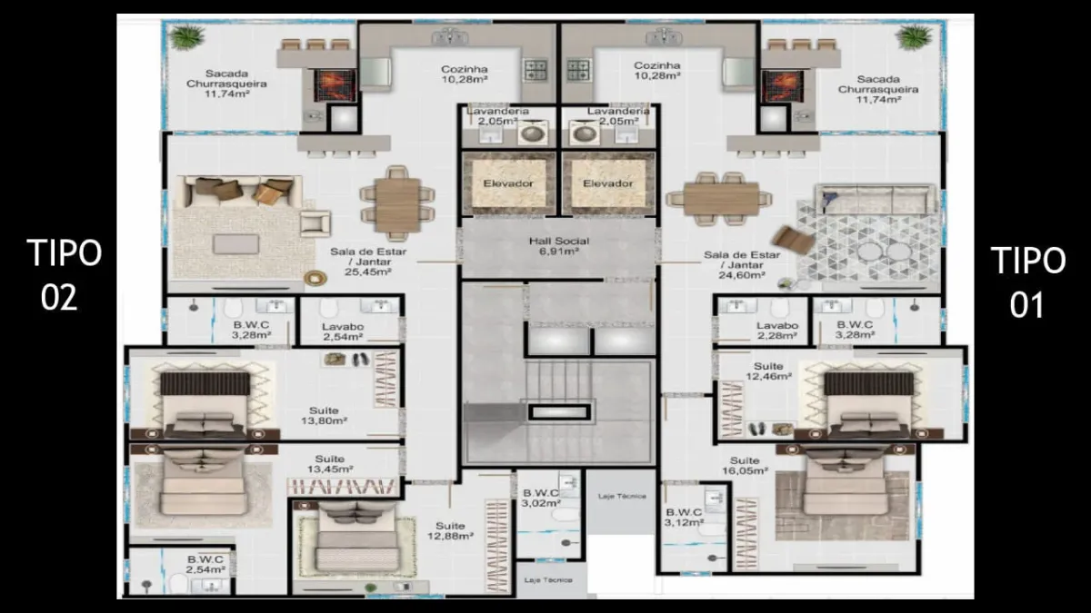 Veneza residence - apartamento 2 suítes no morretes