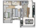 Planta 01 - 2 dorm 67m²
