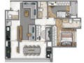 Planta 03 - 3 dorm 80m²