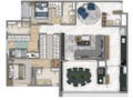 Planta 05 - 3 dorm 125m²