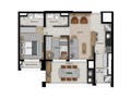 Planta 01 - 2 dorm 71m²