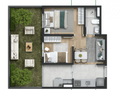 Planta 08 - 2 dorm 53,07m² - garden