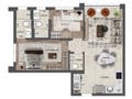 Planta 06 - 2 dorm 62m² - opção 1