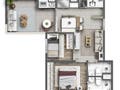 Planta 04 - 2 dorm 49,68m² - garden