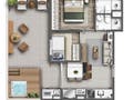 Planta 07 - 2 dorm 65,16m² - garden