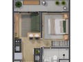 Planta 01 - 1 dorm 30m²