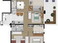 Planta 01 - 3 dorm 103m²