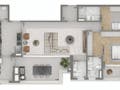Planta 01 - 2 dorm 134m² - garden