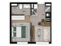 Planta 01 - 1 dorm 26m²