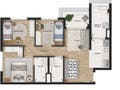 Planta 04 - 3 dorm 69m²