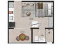 Planta 02 - 1 dorm 19,83m² - studio