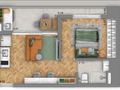Planta 02 - 1 dorm 41 22m²