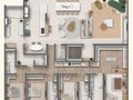 Planta 4 suítes - 253m²