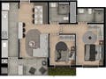 Planta 01 - 2 dorm 64,09m²