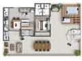 Planta 10 - 2 dorm 110,90m² - garden