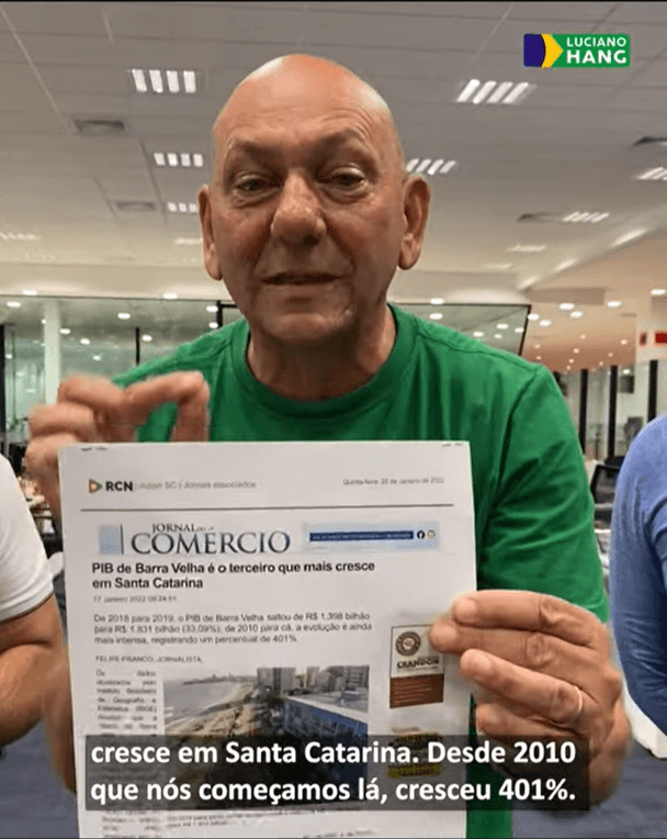 Em vídeo, Hang mostra as notícias de crescimento acelerado de Barra Velha