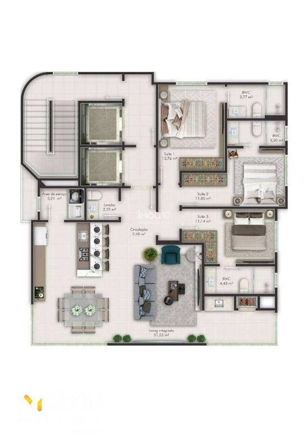 APARTAMENTO COM 3 SUÍTES A VENDA NO EDIFÍCIO EXUBERANCE EM MEIA PRAIA - SC