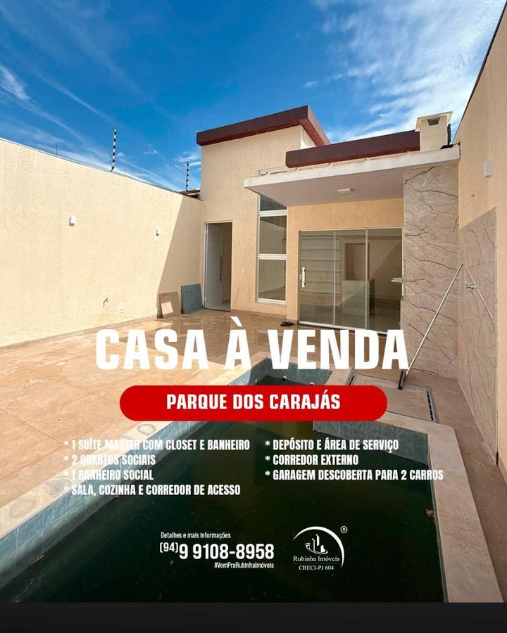 VENDA | CASA EM FASE DE CONSTRUÇÃO PARQUE DOS CARAJÁS - Casa em PARQUE DOS CARAJAS, Parauapebas - à venda - Rubinha Sousa
