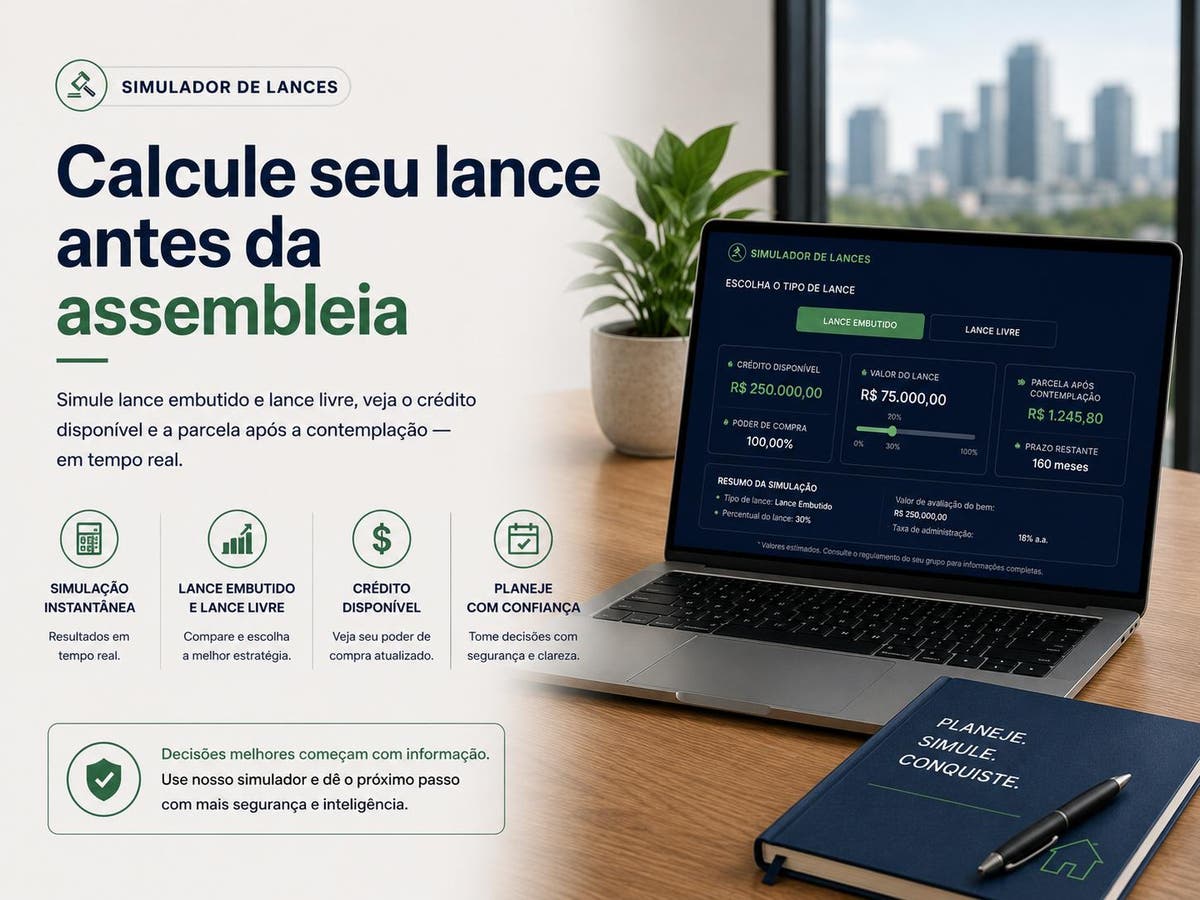 Como dar lance no consórcio imobiliário e calcular o crédito disponível