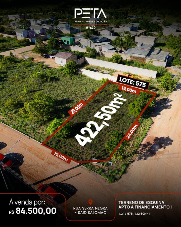 Lote/Terreno, Said Salomão - Boa Vista/ Apto a financiamento - Lote/Terreno em Said Salomão, Boa Vista - à venda - PETA SERVICOS IMOBILIARIOS LTDA