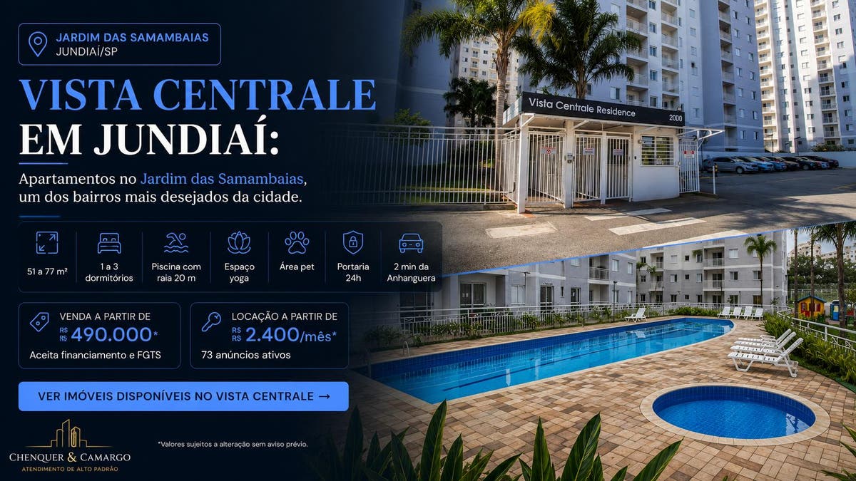 Condomínio Vista Centrale em Jundiaí: apartamentos no Jardim das Samambaias, um dos bairros mais desejados da cidade