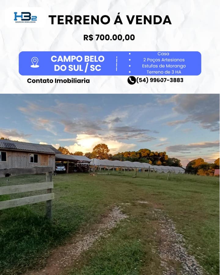 TERRENO RURAL EM CAMPO BELO DO SUL NO INTERIOR - Terreno em INTERIOR, Campo Belo do Sul - à venda - HB2 NEGOCIOS IMOBILIARIOS LTDA