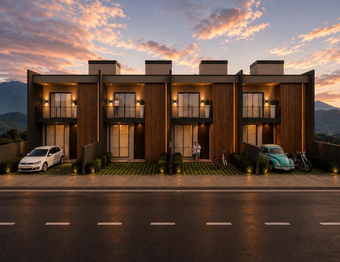 Sobrado geminado na planta no bairro Ano Bom | 77,93 m² - Casa em Ano Bom, Corupá - à venda - CONSTRUTORA O.R. LTDA