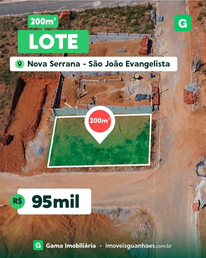 Oportunidade de Lote no Bairro Nova Serrana em São João Evangelista 📍 - Lote/Terreno em São João Evangelista - à venda - Gama Imobiliária