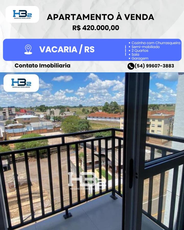 APARTAMENTO A VENDA EM VACARIA RS - Apartamento em PARQUE DE RODEIOS, Vacaria - à venda - HB2 NEGOCIOS IMOBILIARIOS LTDA