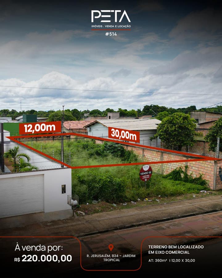 Lote/Terreno à Venda, Jardim Tropical - Boa Vista - Lote/Terreno em Jardim Tropical, Boa Vista - à venda - PETA SERVICOS IMOBILIARIOS LTDA