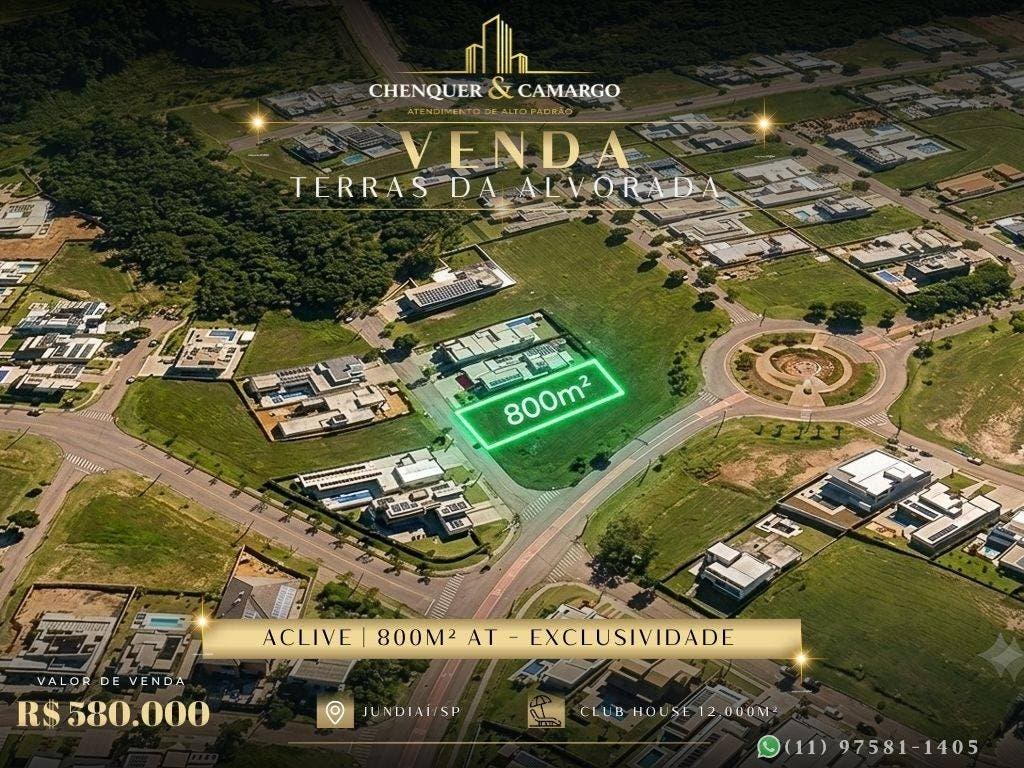 Terreno à venda no Terras da Alvorada Jundiaí, 800m², aclive, Club House 12.000m² - Lote/Terreno em Medeiros, Jundiaí - à venda - Chenquer & Camargo Imóveis