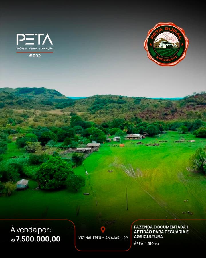 Fazenda à Venda, Ereu - Amajari - Fazenda em Centro, Amajari - à venda - PETA SERVICOS IMOBILIARIOS LTDA