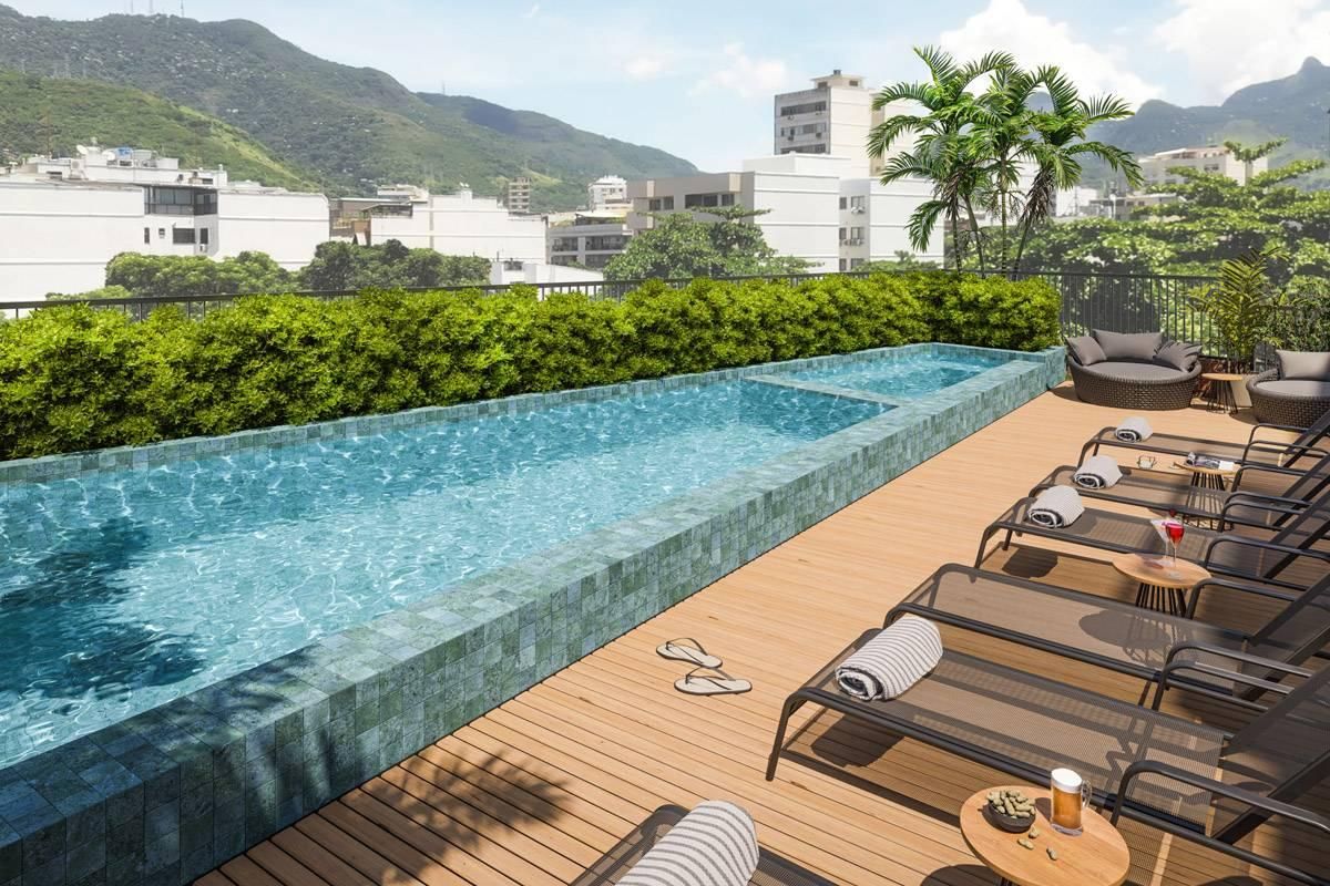 CORES DA TIJUCA - APARTAMENTO À VENDA RUA ALZIRA BRANDÃO (TIJUCA) - VARANDA, SALA, 2 QUARTOS, 1 BANHEIRO SOCIAL, COZINHA E ÁREA DE SERVIÇO - 56 M² - INFRA TOTAL ROOFTOP. - Apartamento em Tijuca, Rio de Janeiro - à venda - MIGUEZ IMOBILIÁRIA