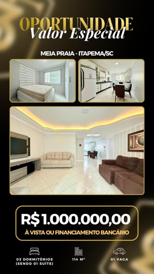 Apto 3 dorm Ville de Paris Itapema/SC - Apartamento em Meia Praia, Itapema - à venda - Portal Imóveis Itapema