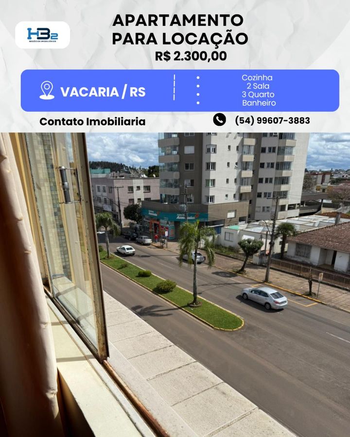 APARTAMENTO PARA LOCAÇÃO AV. MOREIRA PAZ VACARIA - Apartamento em Nossa Senhora de Fátima, Vacaria - para locação - HB2 NEGOCIOS IMOBILIARIOS LTDA