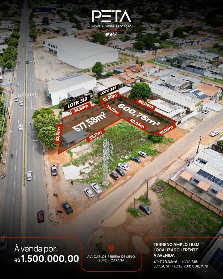 Lote/Terreno à Venda na Av. Carlos Pereira de Melo, Caranã - Boa Vista - Lote/Terreno em Caranã, Boa Vista - à venda - PETA SERVICOS IMOBILIARIOS LTDA