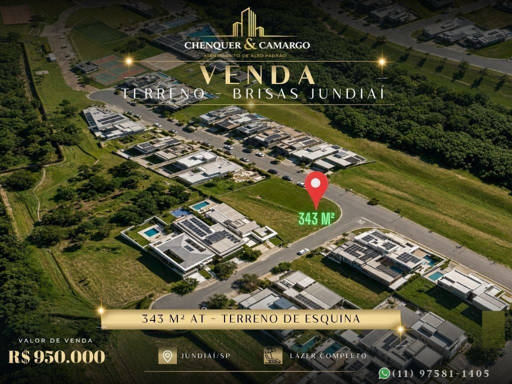 Terreno à venda no Brisas do Lago Jundiaí, 343m², de esquina, clube completo - Lote/Terreno em Jardim Novo Mundo, Jundiaí - à venda - Chenquer & Camargo Imóveis