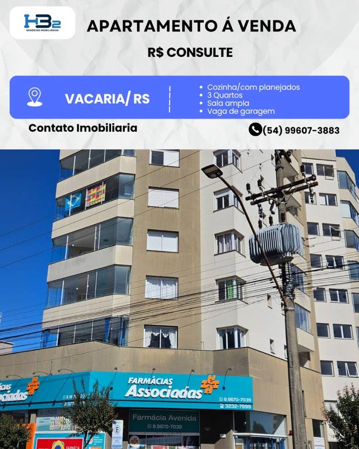 Apartamento à venda na Avenida Moreira Paz – Bairro Fátima, Vacaria/RS - Apartamento em Nossa Senhora de Fátima, Vacaria - à venda - HB2 NEGOCIOS IMOBILIARIOS LTDA