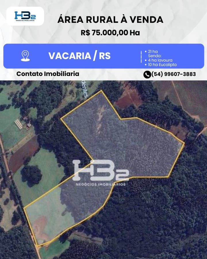 ÁREA RURAL A VENDA VACARIA RS - Terreno em Vacaria - HB2 NEGOCIOS IMOBILIARIOS LTDA