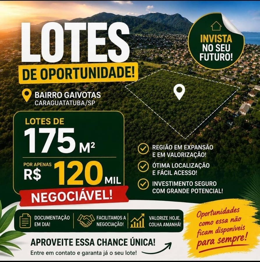 Lote/Terreno | Gaivotas | Caraguatatuba - Lote/Terreno em Jardim das Gaivotas, Caraguatatuba - à venda - Sileyne Imóveis