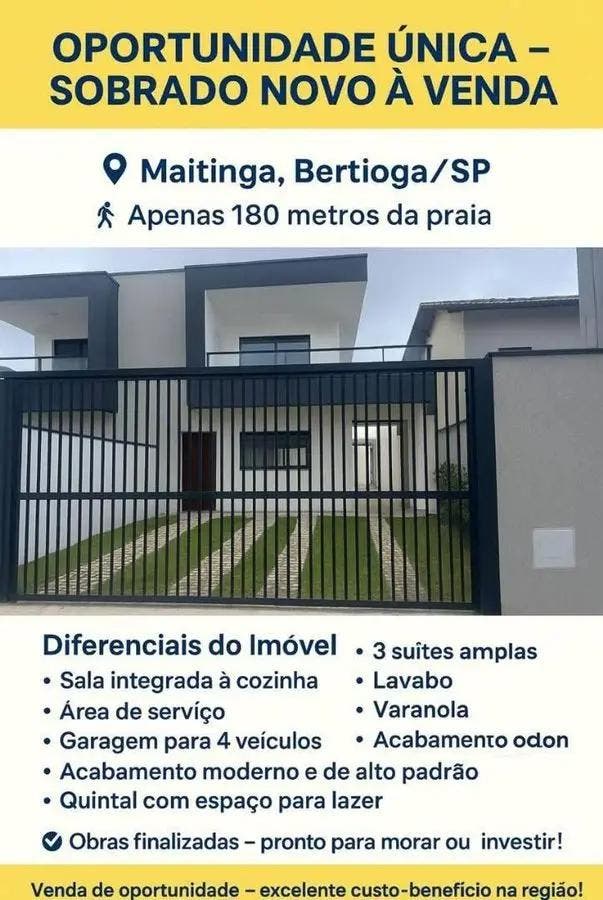 Sobrado com 3 dormitórios à venda, 153 m² por R$ 1.300.000,00 - Bertioga - Bertioga/SP - Sobrado em Bertioga - à venda - Team ÊXITO Imob