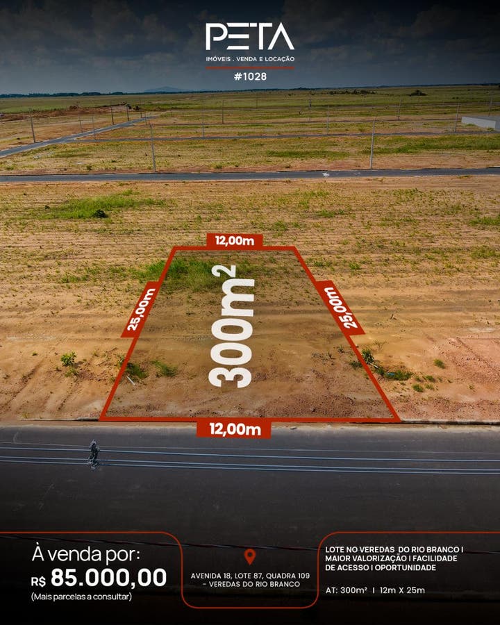 Lote no Veredas do Rio Branco - CONSTRUÇÃO IMEDIATA - Lote/Terreno em Caçari, Boa Vista - à venda - PETA SERVICOS IMOBILIARIOS LTDA