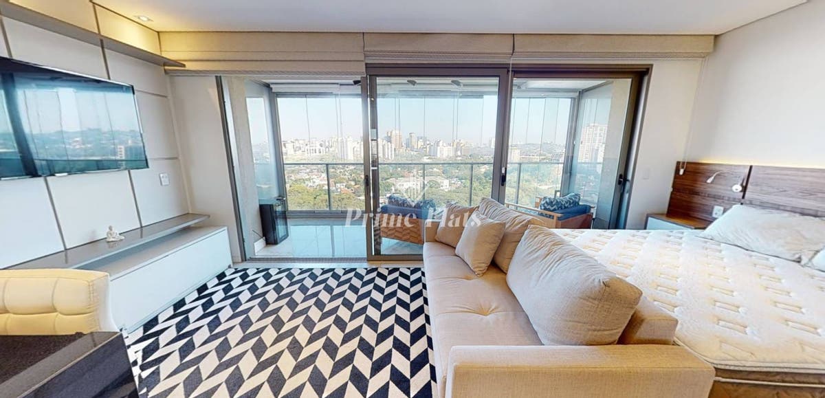 Flat disponível para locação no VHouse Faria Lima, com 46m², 1 dormitório e 1 vaga - Flat em Pinheiros, São Paulo - para locação - Prime Flats Negócios Imobiliários