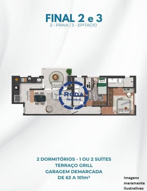 Empreendimento na Planta a 50 metros da praia do Embaré, 2 suítes - Apartamento em Embaré, Santos - à venda - A.AYRES IMÓVEIS LTDA