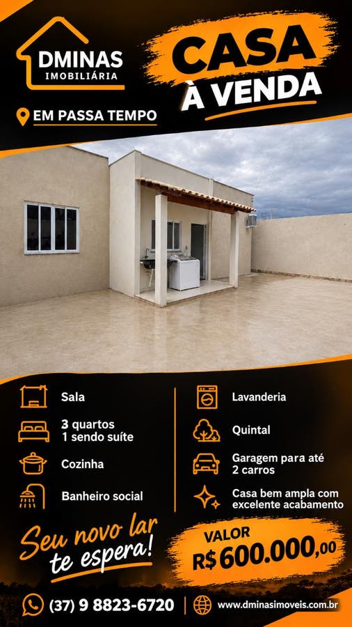 Casa á venda em Passa Tempo - Casa em Residencial José Romeu Costa, Passa Tempo - à venda - Dminas Corretora de Imóveis