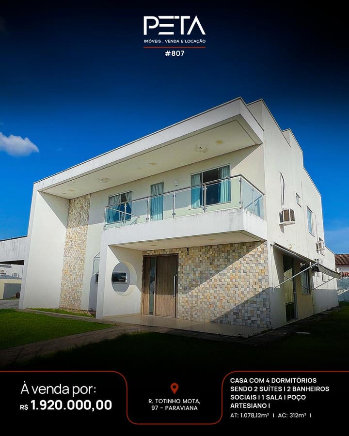 Casa com 4 quartos à Venda, Paraviana - Boa Vista - Casa em Paraviana, Boa Vista - à venda - PETA SERVICOS IMOBILIARIOS LTDA