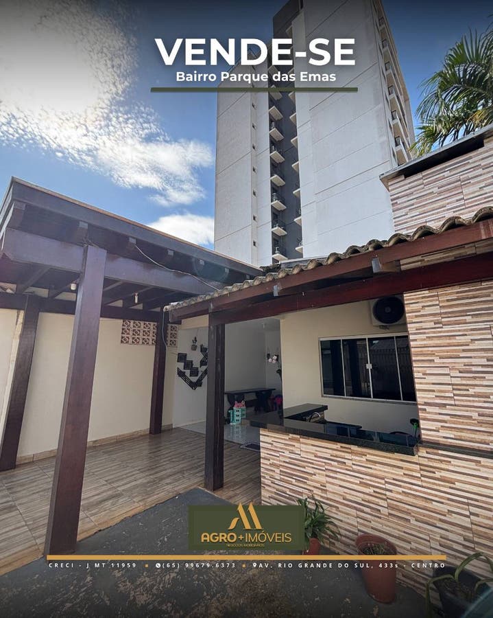 #609 VENDE-SE CASA PARQUE DAS EMAS - LUCAS DO RIO VERDE - Casa em Parque das Emas, Lucas do Rio Verde - à venda - AGRO+IMÓVEIS NEGÓCIOS IMOBILIÁRIOS LTDA