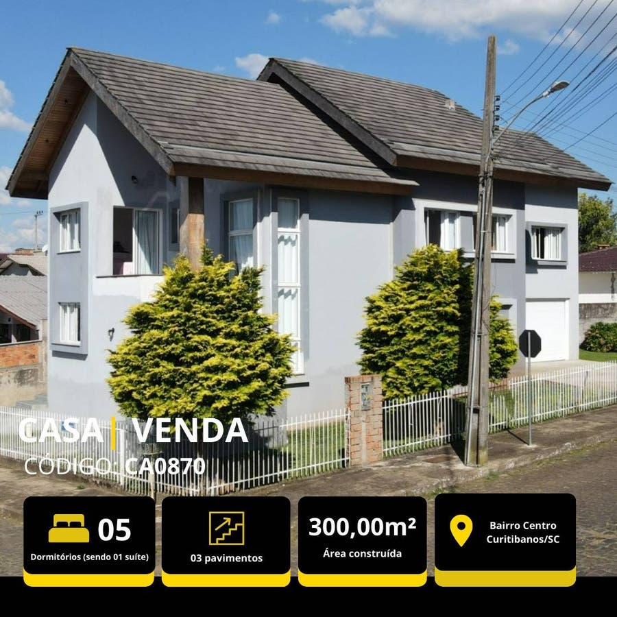 🏡 Casa de Alto Padrão Nova à Venda no Centro de Curitibanos - Casa em Centro, Curitibanos - à venda - Bruna Nogueira Imóveis